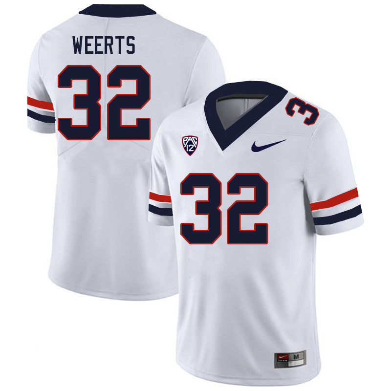 Men #32 Matt Weerts Arizona Wildcats College Football Jerseys Sale-White - Click Image to Close